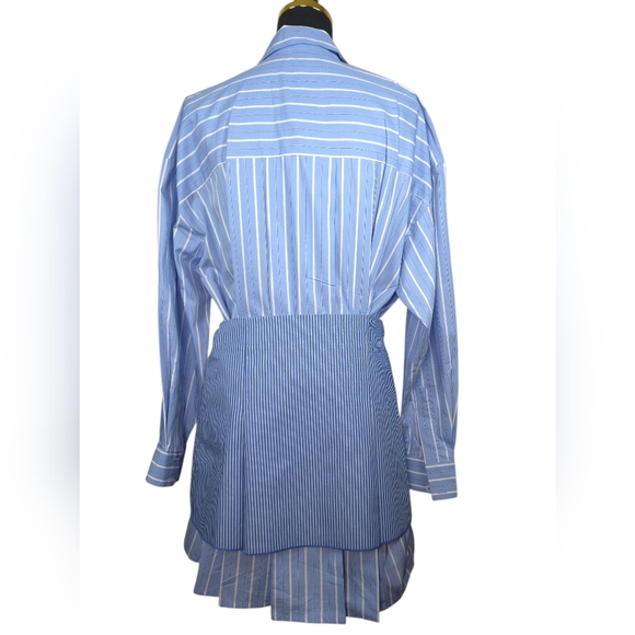 Maje 2-in-1 Striped Shirt Dress Removable Skirt Blue Size 38 US 6 NWT - Picture 6 of 17